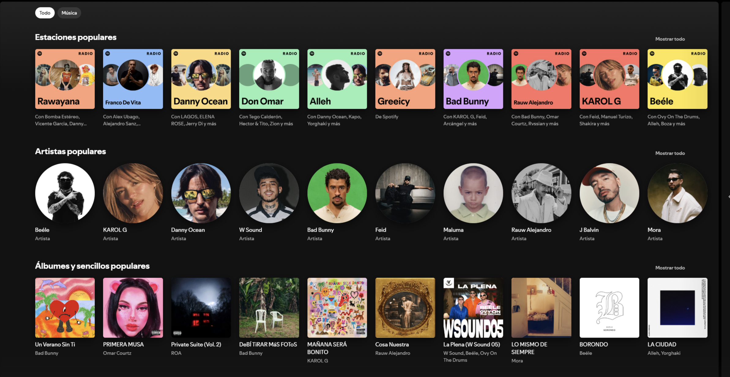How Spotify looks like when logging in from Venezuela (no podcast option)